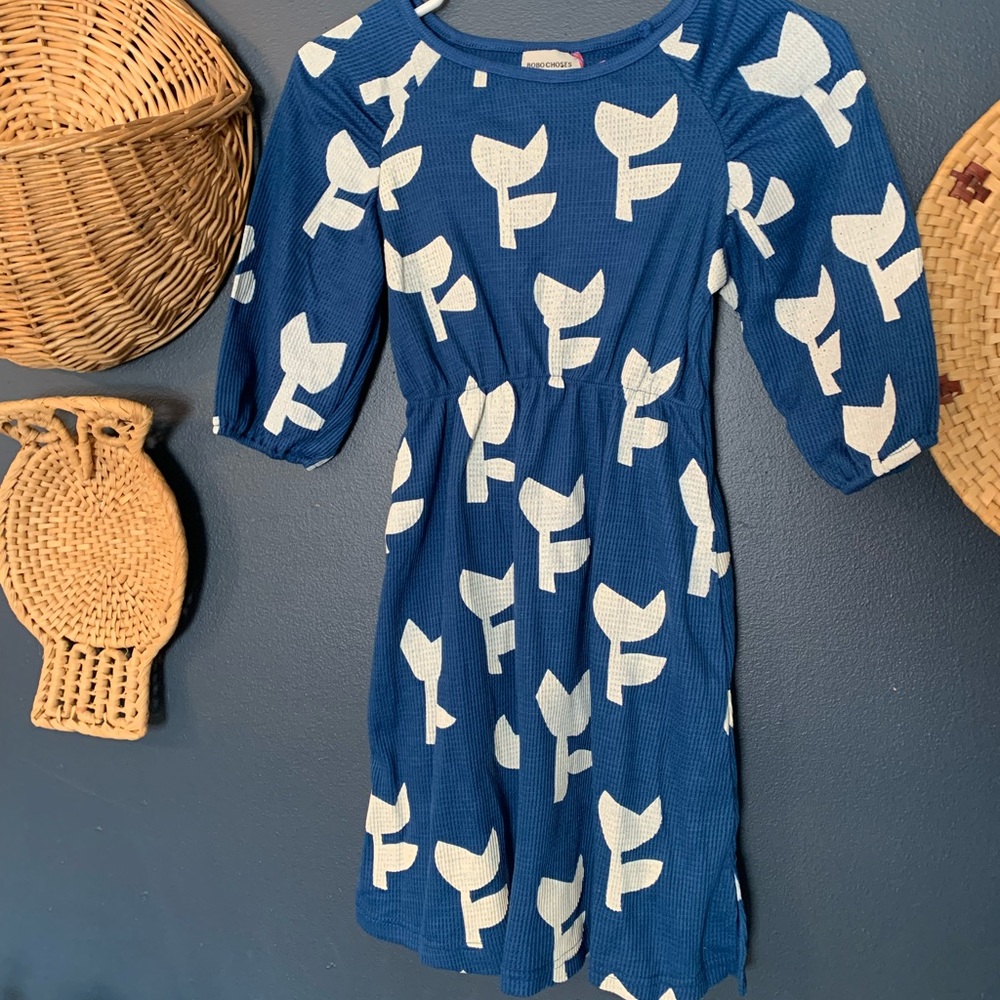 NWT Bobo Choses blue Tulip Print Dress size 6/7